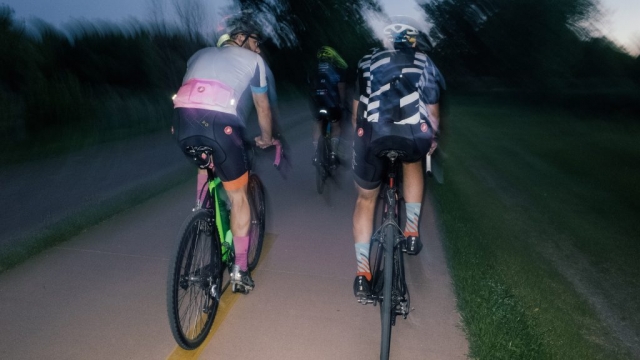 Cyclists at night